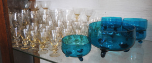 Lot 147 - Large Group of Vintage Glassware inc Amber tinted stemmed glasses - va
