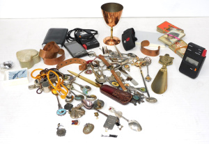 Lot 156 - Box lot mixed items inc Souvenir spoons, letter openers , Copper items