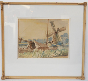 Lot 170 - Sir Ernest Daryl Lindsay (1889-1976) Framed Watercolour - Norfolk, Win