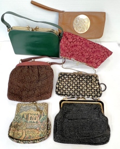 Lot 176 - Grp vintage ladies access - bags, 50s green leather, brown suede &
