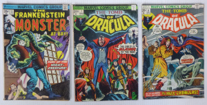 Lot 183 - 3 x vintage Marvel Horror Comic Books - The Tomb of Dracula numbers 7