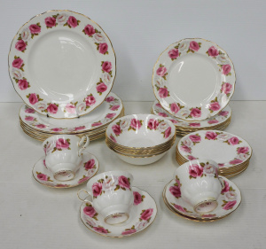 Lot 218 - Part English Queen Anne Dinner set for 6 - Princess Roses Pattern inc
