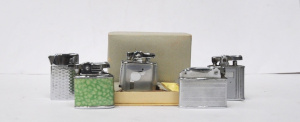 Lot 221 - 5 x Vintage Cigarette lighters inc Boxed Ronson Viking, Ronson USA, Au