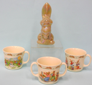 Lot 226 - 4 pces Rabbit themed items inc Mosser Pearl Lustre Glass Disney Thumpe