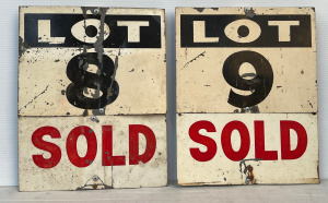 Lot 257 - 2 x vintage tin Signs comprising 2 sections each - Lot 8 Sold & Lo