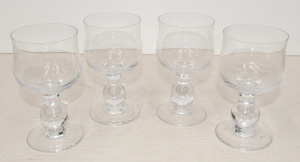 Lot 292 - Set of Four Vintage c 1900s stemmed rummer glasses w bulbous stem