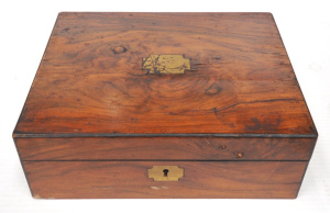 Lot 300 - Victorian Rosewood Veneer Box - lift out fitted tray to interior, no k