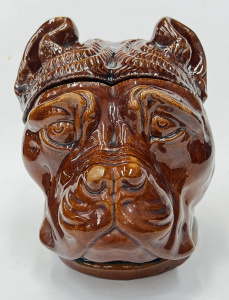 Lot 322 - c1900 Swedish Hoganis ceramic figural tobacco jar in the shape of a Do
