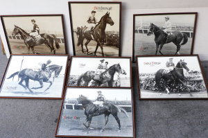 Lot 324 - Group lot of Vintage Framed Thoroughbred Racing Horse B & W Photo