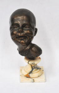 Lot 13 - Carl Gelles (Austria 1880-1930) Mounted Bronze Bust of a Child - signed