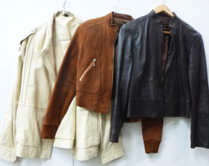 Lot 25 - 3 x Vintage Ladies Suede & Leather Jackets - two mid length