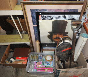 Lot 106 - Large Group Lot of Mixed Items incl DVDs, Posters, Tools, Irish Porcel