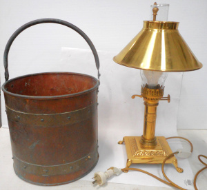 Lot 112 - Vintage and Modern Brass and Copper items, incl Old Fuel Bucket, 43cmH