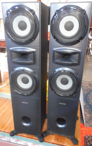Lot 136 - Pair Tall Sony Speakers 100cmH