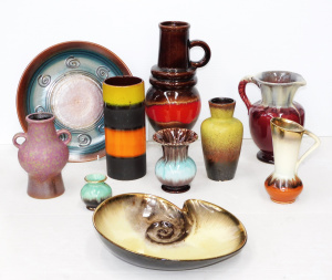 Lot 182 - Group lot Mid Century West German Pottery all with some damage