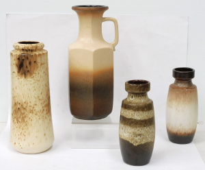 Lot 216 - 4 x Mid Century West German Pottery Vases - Scheurich Brown & Crea