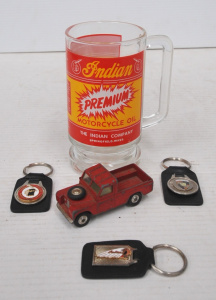 Lot 232 - Small lot - Motoring Motorcycle items - Indian Motorcycle Oil adverti