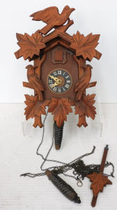 Lot 252 - Vintage German Woodenn Cuckoo Clock with weights & Pendulum