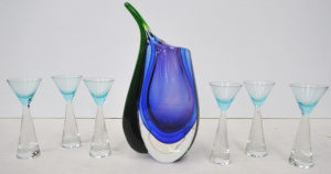 Lot 258 - Group Lot Vintage & Modern Art Glass - incl Polish Stemmed Liquor