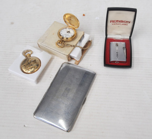 Lot 277 - 4 x Blokey items inc Ronson Varaflame Lighter, Chrome Cigarette Case &