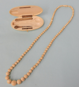 Lot 302 - Group - 19thC sewing Etui - oval ivory Case with gplated marked 830S i