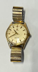 Lot 320 - Gents 9ct gold Omega Dunlop watch - awarded for 25 years service - wor
