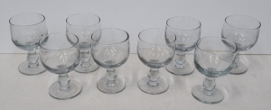 Lot 335 - Set of 8 x Vintage Heavy Glass Stemmed Rummers - Approx 15cm H each