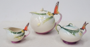 Lot 341 - 3 pce set Franz Collection 'Papillon Butterfly' incl Teapot, Creamer