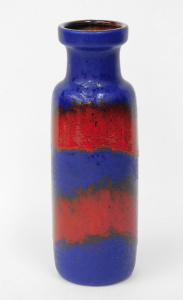 Lot 368 - Mid Century West German Scheurich Blue & Red Glaze Vase 200-22