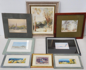 Lot 11 - Group lot - Framed Watercolours, Mixed Medias & Prints - pair Joan