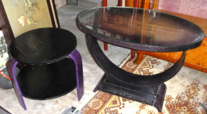 Lot 50 - 2 x Painted Art Deco Tables - Small Two-Tier & U-Shaped Base Table