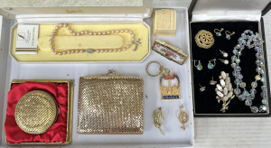 Lot 54 - Group costume jewellery - cased Lotus pearls, crystal necklace, earring