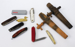 Lot 58 - Group of Vintage Blokey items - Pocket Knives inc Swiss Victorinox and