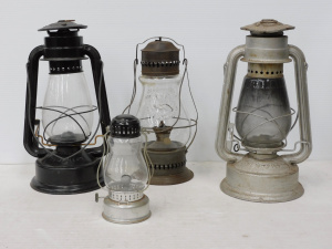 Lot 100 - 4 x Vintage Hurricane Lamps inc Feuerhand Germany, 2 x Chalwyn England