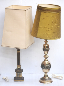Lot 102 - 2 x Classical Brass Lamps incl one with Corinthian Column Base - Appro