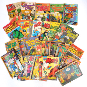 Lot 107 - Box vintage Australian Murray Superhero Comics inc Superman, Allstar,