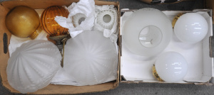 Lot 109 - 2 x Boxes of Glass Light Fittings incl White Bulb Light Fittings, Ambe