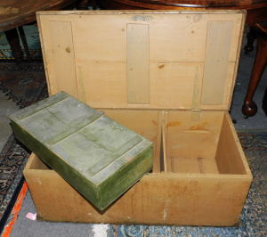 Lot 110 - 2 Vintage items inc Wooden Trunk with internal divider (looks to be ha