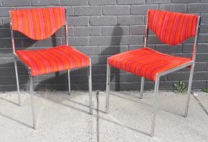 Lot 138 - Pair Retro 1970-80s Aristoc Dining Chairs - Chromed frames w Original