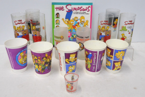 Lot 149 - Group Lot of The Simpsons Collectables incl 8 x Glass Cups, The Simpso