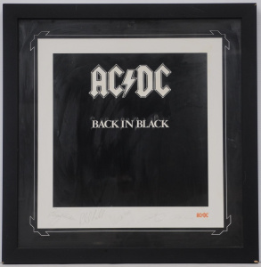Lot 193 - Framed ACDC Back in Black Presentation w Facsimile Signatures to Botto