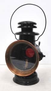 Lot 221 - Vintage Dietz Union Kerosene Driving Carriage Lamp w Red section to Ba