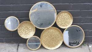 Lot 236 - Modernist Brass Circular Mirror set - various sizes, all joined togeth