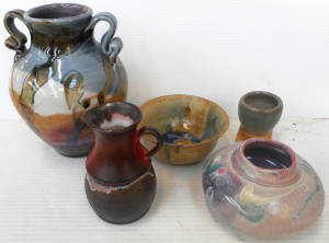 Lot 247 - Group lot Australian pottery, incl Kevin Boyd Squat Vase, Ellis Jug (A