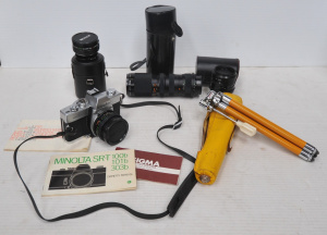 Lot 269 - Small Lot of Vintage Camera & Equipment incl Minolta SR-T 100 B SL