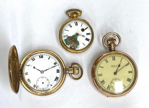Lot 306 - 3 x gents gplated pocket watches all af