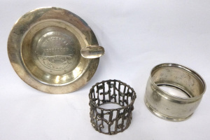 Lot 309 - 3 x Continental Silver Items inc, Dutch Ash tray with text and shield
