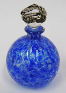 Lot 311 - Julio Santos signed Australian Art Glass Perfume bottle - Clear w Blue