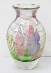 Lot 360 - Caithness Scotland signed Art Glass Vase - Springtime - by Colin Terri