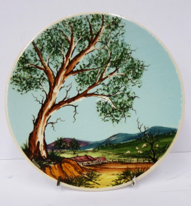 Lot 362 - Guy Boyd Australian Pottery Wall Plate - hand painted landscape scene